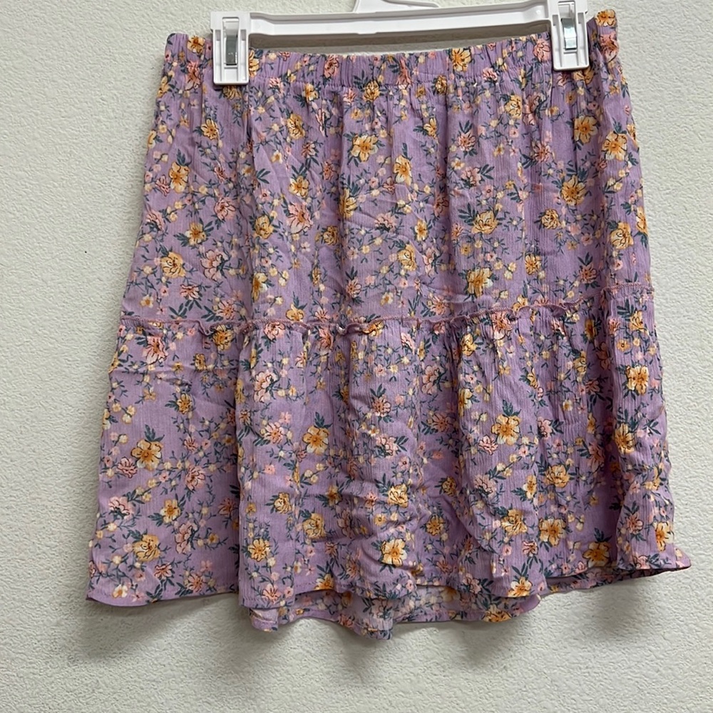 Pink Rose Floral Skirt M